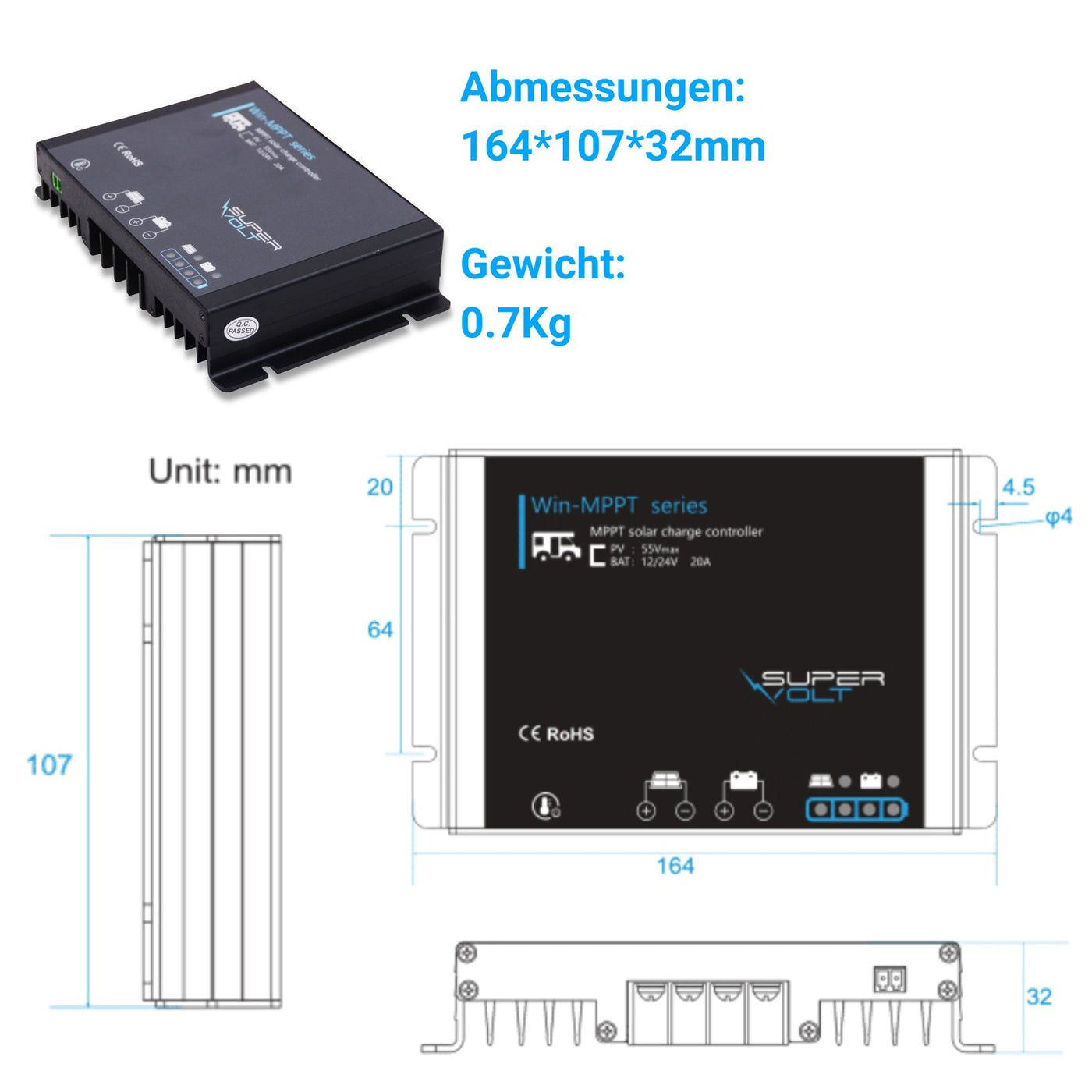Supervolt MPPT Solarregler 20 A