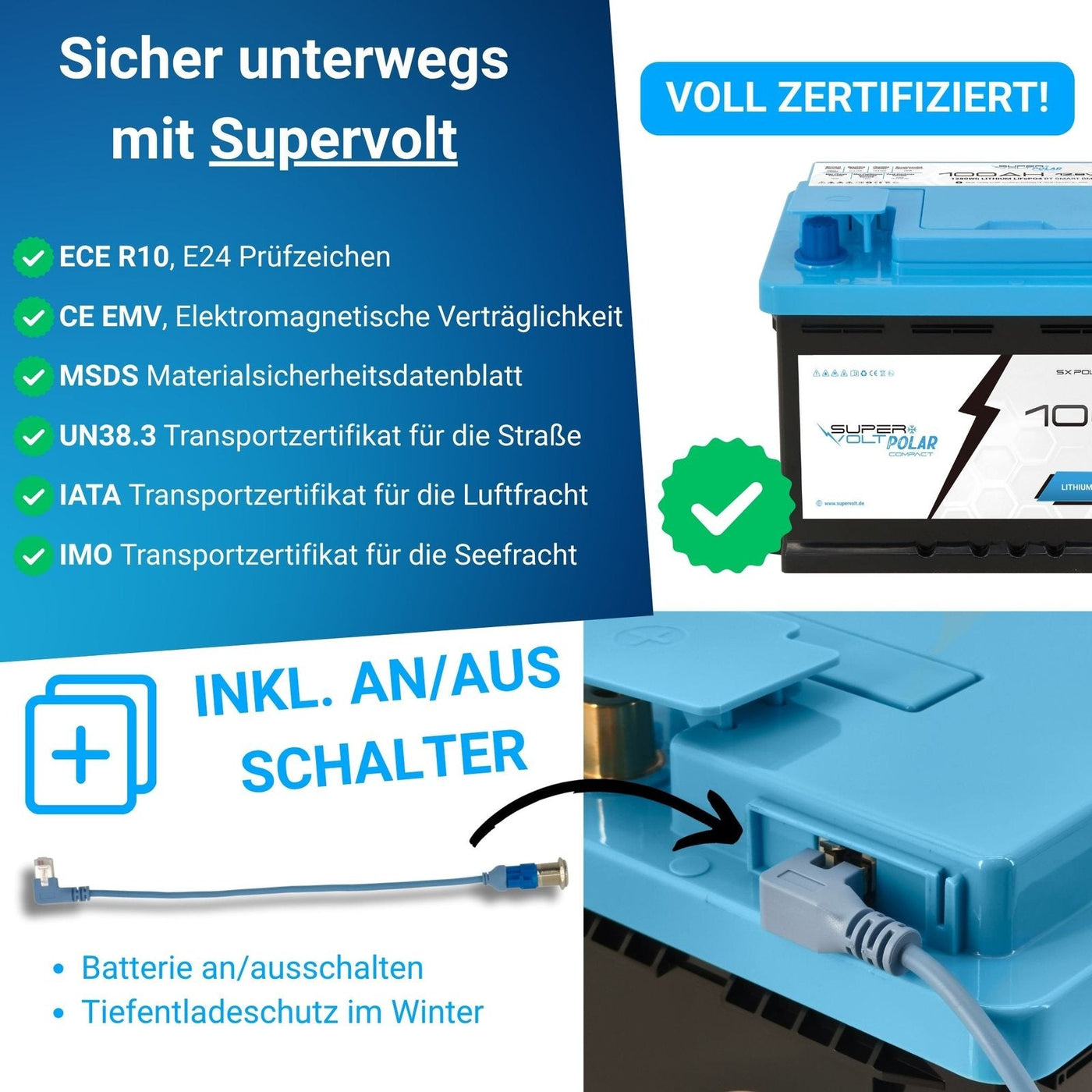 Supervolt Polar Compact 200 Ah Set – Anschlüsse